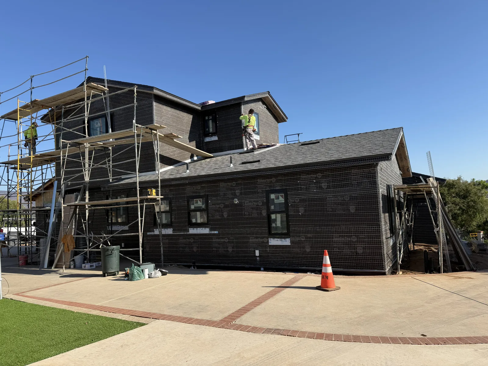 Galvanized wire lath and weather-resistive barrier installed over sheathing on a Bonita home